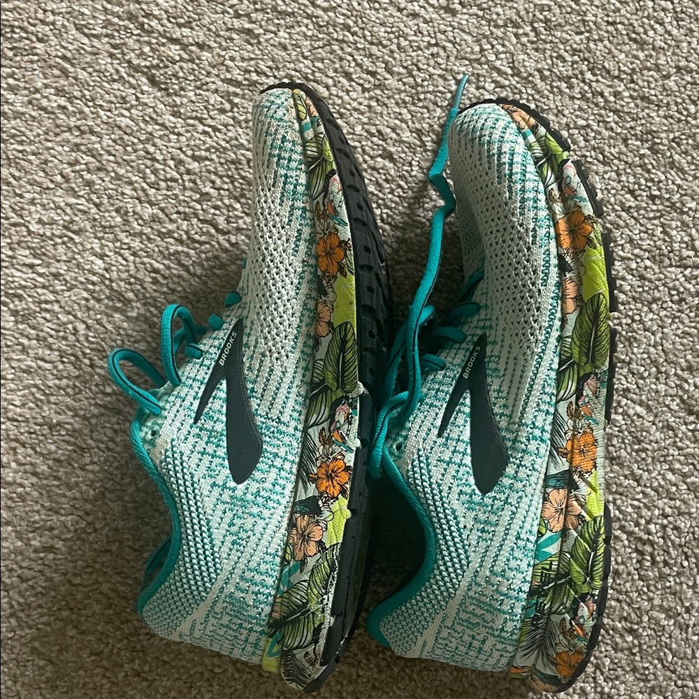 Brooks Teal and Floral Athletic Shoes